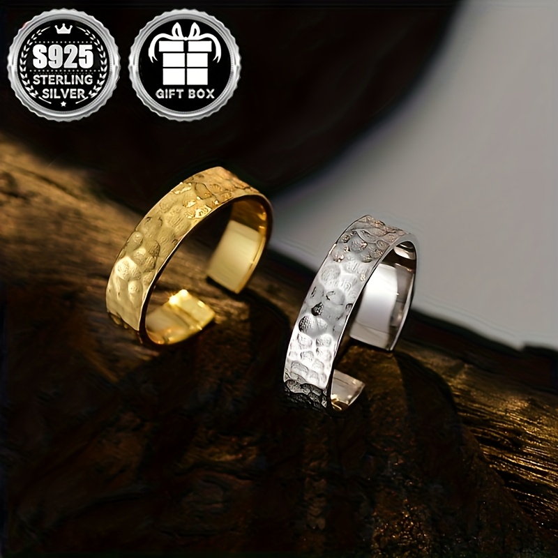 Minimalist Hammered Texture Aluminum Foil Wide Ring
